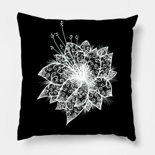 White Orchid Lineart Pillow