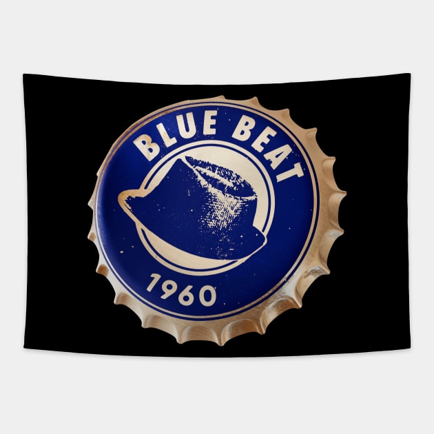 bluebeat and ska music bottle cap Tapestry by Jomi