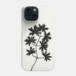 Blockprint Leaves Black Phone Case