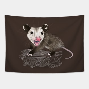 Baby Opossum-dark background Tapestry