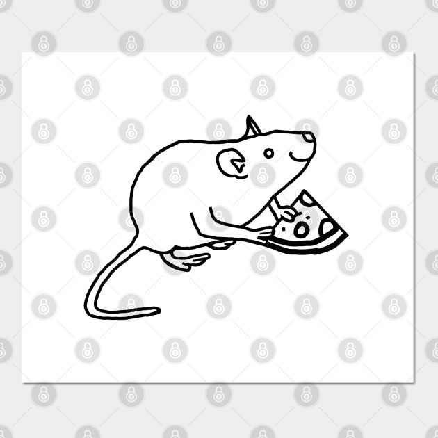 Rat With Pizza Slice Outline Geek Posters And Art Prints Teepublic
