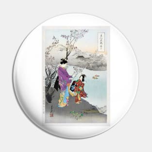 Admiring the Plum Blossom (1887–1896) print in high resolution by Ogata Gekko Pin