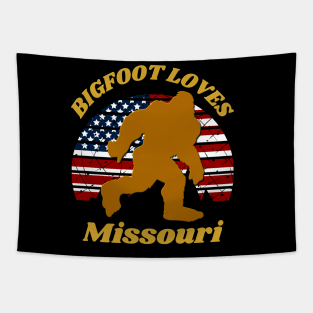 Bigfoot loves America and Missouri too Tapestry