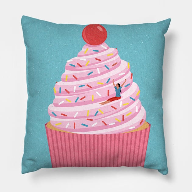 Cupcake Helta Skelta Pillow by John Holcroft