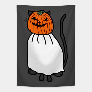 Cute Cat Wearing Halloween Horror Costume Tapestry