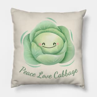 Peace Love Cabbage Watercolor Cute Pillow