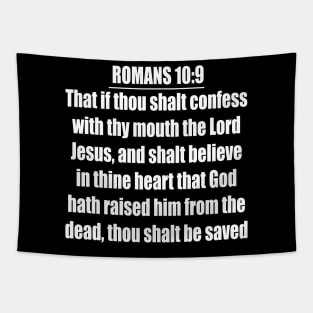 ROMANS 10:9 King James Version (KJV) Bible Verse Typography Tapestry