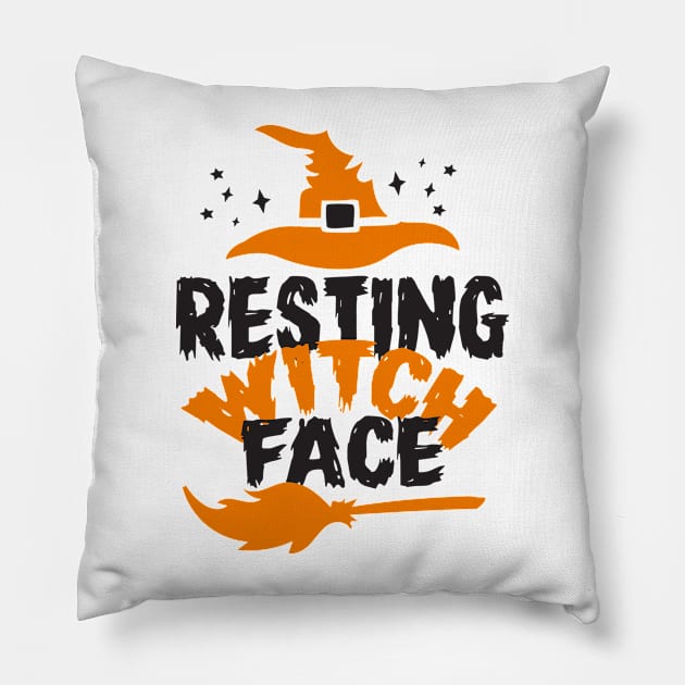 Resting witch face funny halloween Pillow by TIHONA