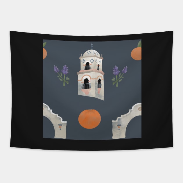 Ojai Valley Lavender and Oranges Tapestry by MSBoydston