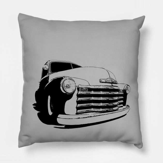 Chevy 3100 Pickup - stylized monochrome Pillow by mal_photography