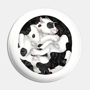 Yin-Yang Cats: Black Bicolor Tabby Pin