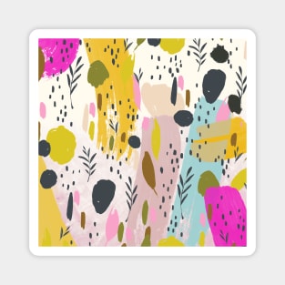 Pink And Yellow Abstract Art Trendy Modern Pattern Magnet