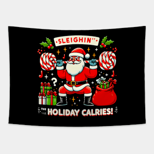 Sleighing' the Holiday Calories funny Santa claus Tapestry