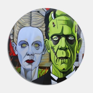 Mr & Mrs Frankenstein Gothic Pin