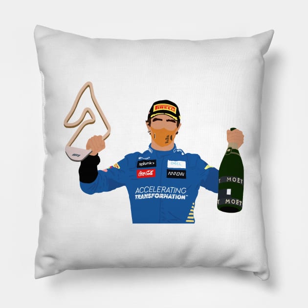 Lando Norris celebrating his podium at the 2020 Austrian Grand Prix Pillow by royaldutchness