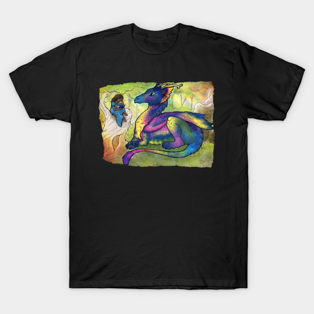 A girl and her dragon - Fantasy Artwork - T-Shirt