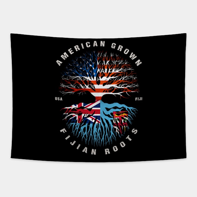 American Grown Fijian Roots Fiji Flag Tapestry by heart teeshirt