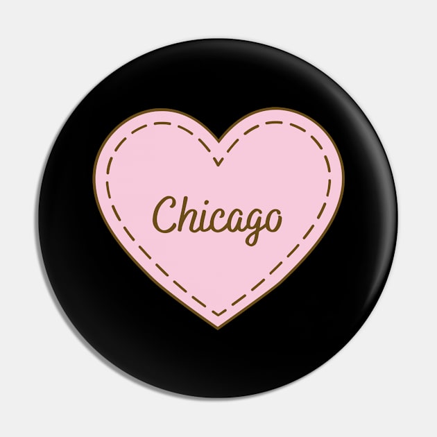 I Love Chicago Simple Heart Design Pin by Word Minimalism