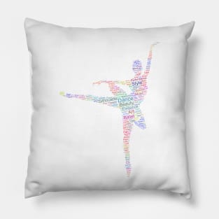 Ballet Dancer Silhouette Shape Text Word Cloud Pillow