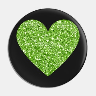 Green Faux Glitter Heart Pin