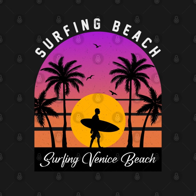 Sunset Vintage Venice Beach Waves Vacation Surfing Paradise by Msafi