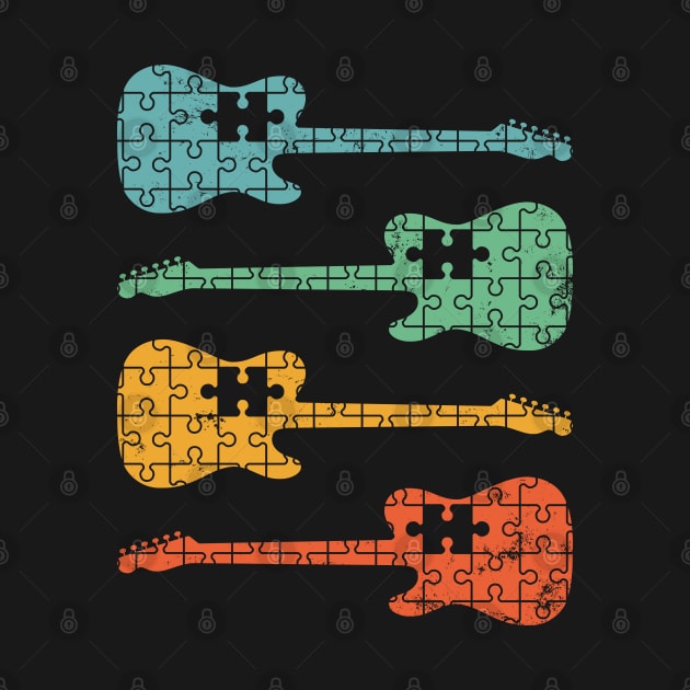 T-Style Electric Guitar Puzzle Cool Retro Colors by nightsworthy