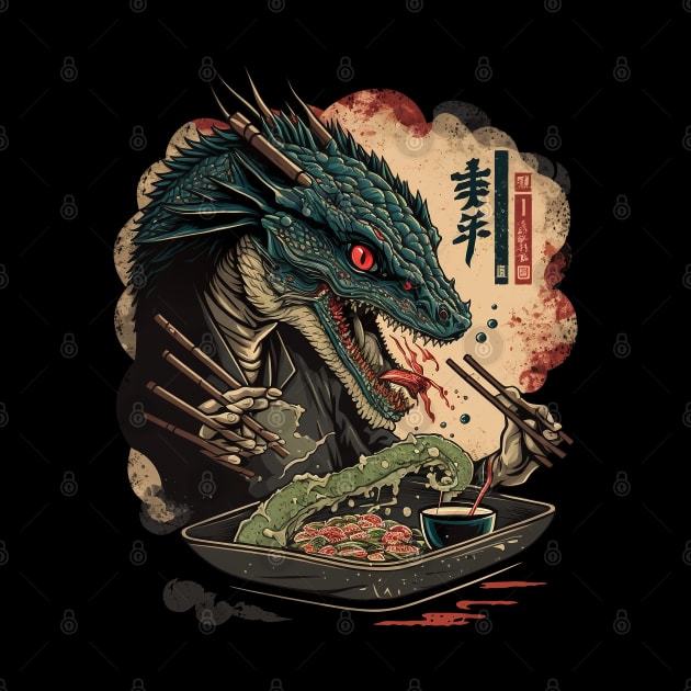 Hungry Sushi Dragon by Bondoboxy