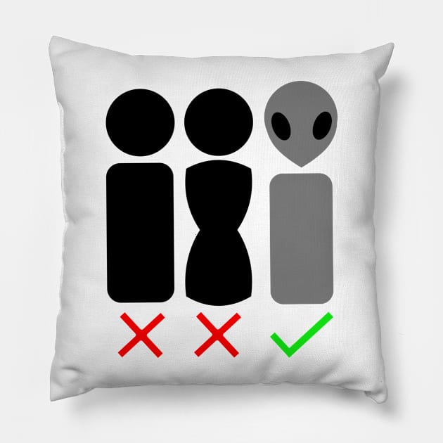 Alien Gender (Grey) Pillow by Quirkball