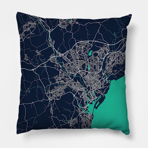 Cardiff city map Blue Dark map united kingdom Pillow by Kingostore