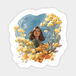 Yellow flower girl Magnet