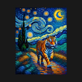 Tiger in starry night T-Shirt