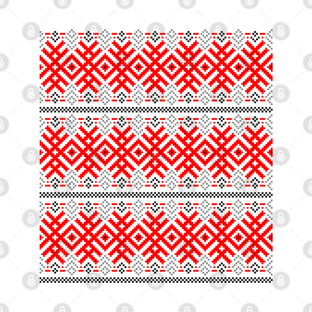 Unity - Force Protection Abundance - Ethno Ukrainian Traditional Pattern - Slavic Ornament Red Black by GrandTartaria