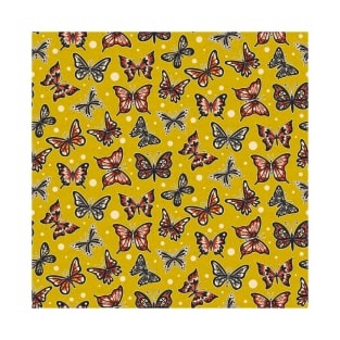 Spring Butterflies on Yellow Pattern T-Shirt