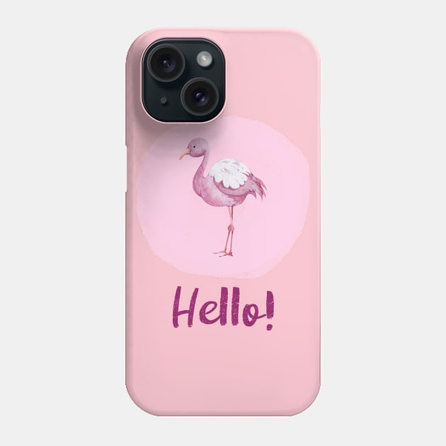 Watercolor Pink Flamingo - Hello! Phone Case by WizardingWorld