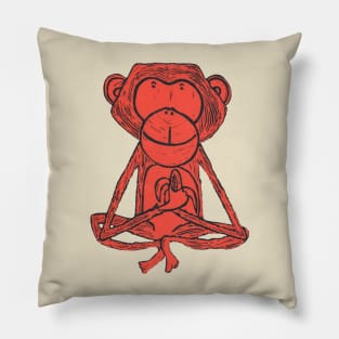 Monkey, cheeky red monkey, on pale stone Pillow