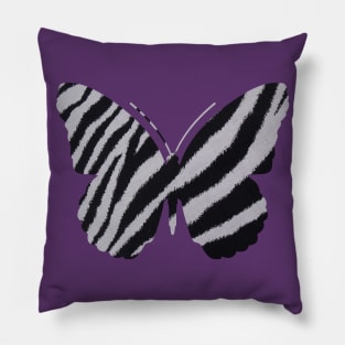 Black and White Zebra Butterfly Pillow