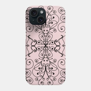 Dusty Pink Swirls and Dots Doodle Graphic Design Phone Case