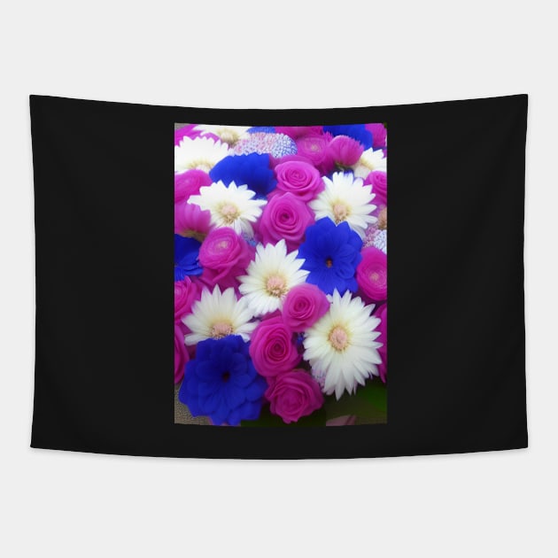 TRENDING PINK AND BLUE FLORAL PRINT Tapestry by sailorsam1805