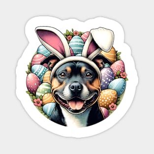 Staffordshire Bull Terrier Celebrates Easter with Bunny Ears Magnet