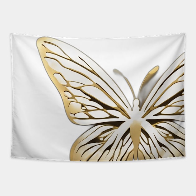 Butterfly Gold Shadow Silhouette Anime Style Collection No. 306 Tapestry by cornelliusy