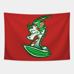 Holly Jolly Dragon Tapestry