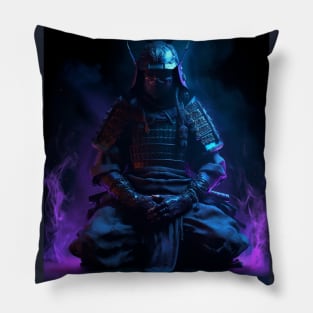 Meditative Flame Samurai Pillow
