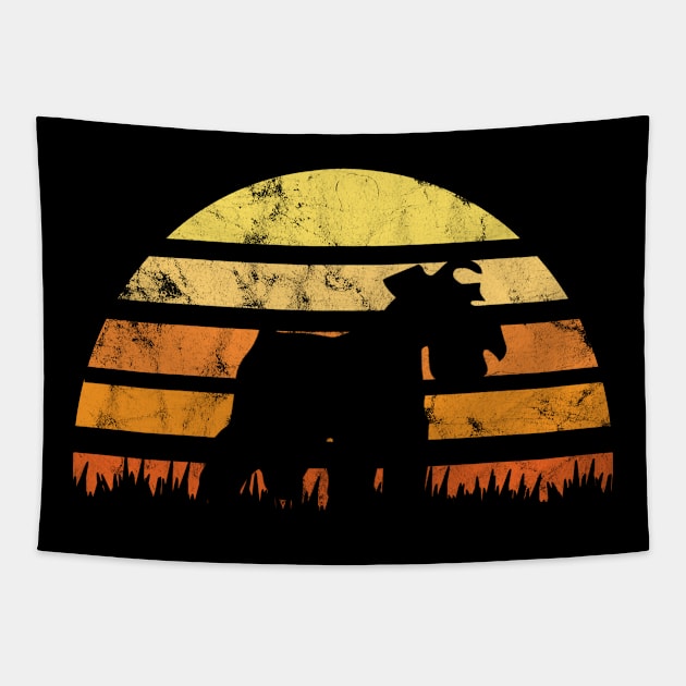 Retro 60s 70s 80s 90s Vintage Classic Colors Sunset Schnauzer  Design Tapestry by familycuteycom