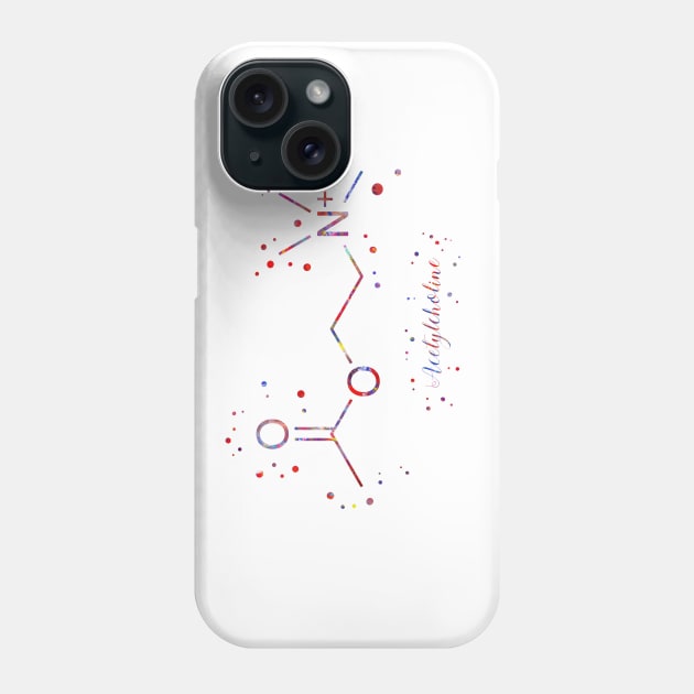 Acetylcholine molecule Phone Case by RosaliArt