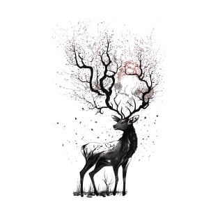 Nara Deer and Cherry Blossom Sumi-e T-Shirt