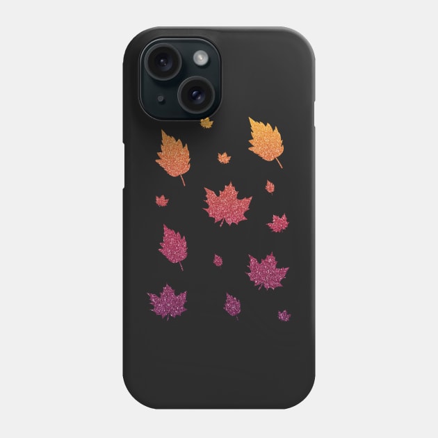 Purple Red Orange Ombre Faux Glitter Autumn Fall Leaves Phone Case by Felicity-K