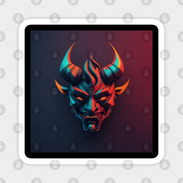 oni mask Magnet by DesignVerseAlchemy