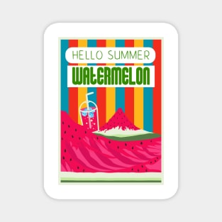 Hello Summer Watermelon Color 3 Magnet