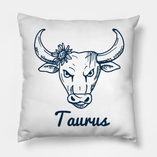 Taurus Zodiac Horoscope Bull Head with Flower Sign and Name Pillow