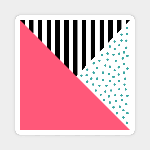 Pink and Stripes and Dots Magnet by LemonBox